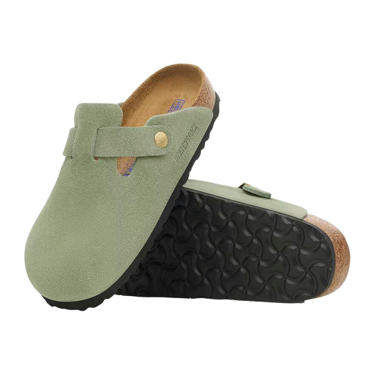 Boston Soft Footbed Suede Leather Green Tea Narrow Fit