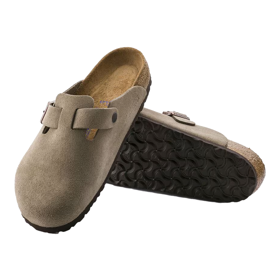 Boston Soft Footbed Suede Leather Taupe Narrow Fit
