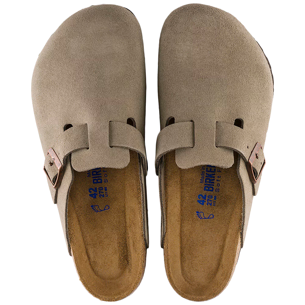 Boston Soft Footbed Suede Leather Taupe Narrow Fit