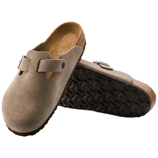 Boston Soft Footbed Suede Leather Taupe Narrow Fit