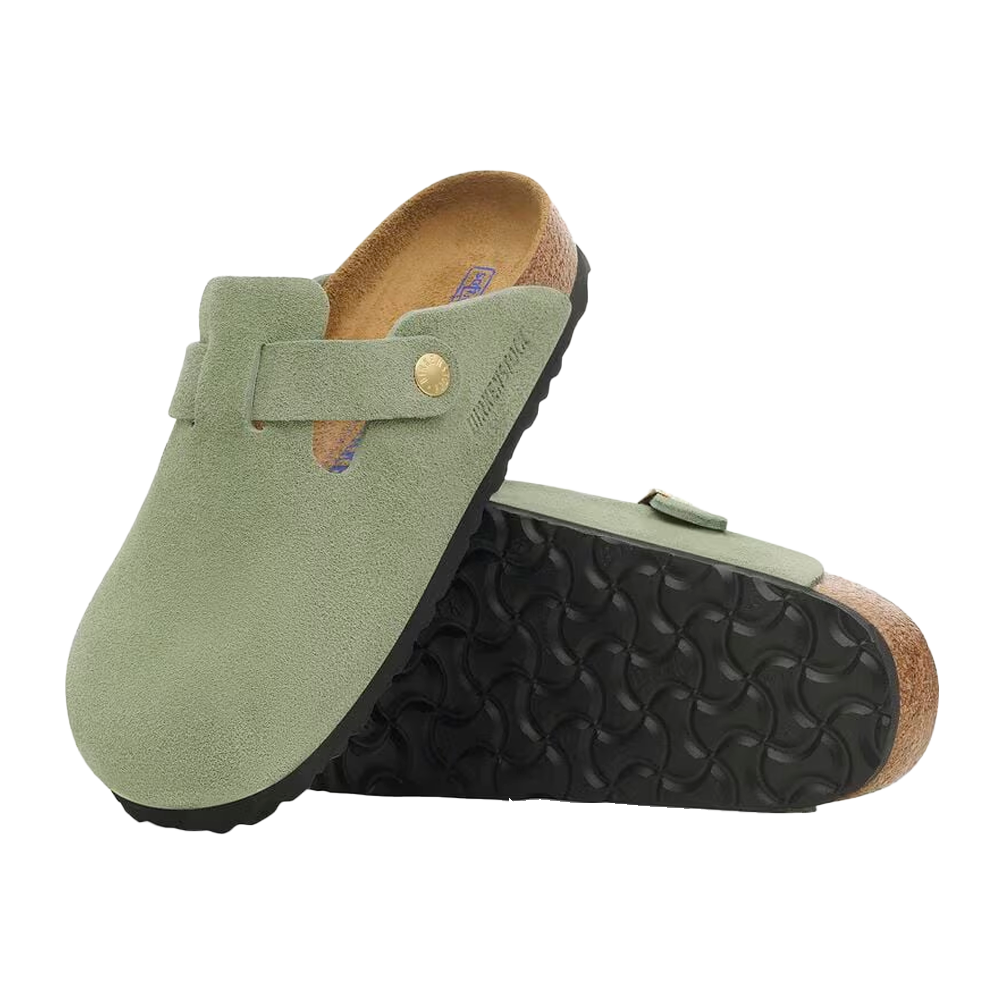 Boston Soft Footbed Suede Leather Green Tea Narrow Fit