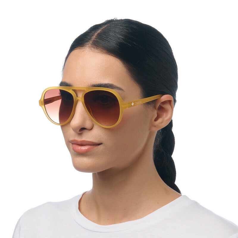 Lentes de Sol Unisex Alessio Amarillo y Marrón Okkia