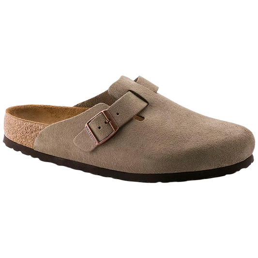 Boston Soft Footbed Suede Leather Taupe Narrow Fit