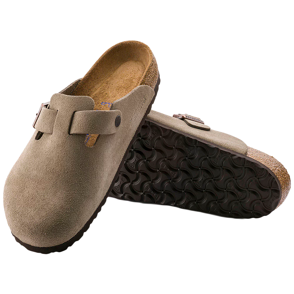 Boston Soft Footbed Suede Leather Taupe Narrow Fit