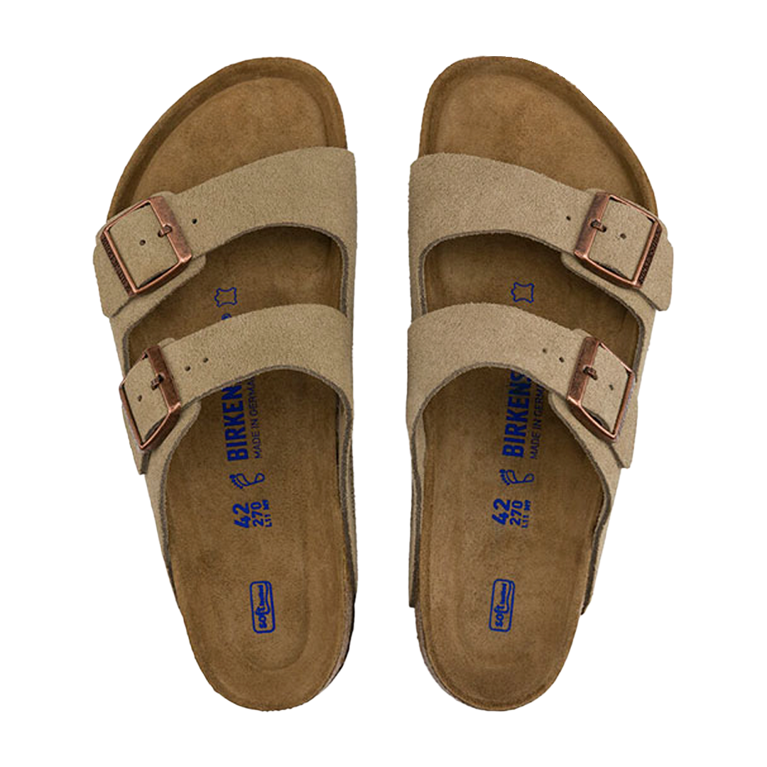 Arizona Soft Footbed Suede Leather Taupe Narrow fit