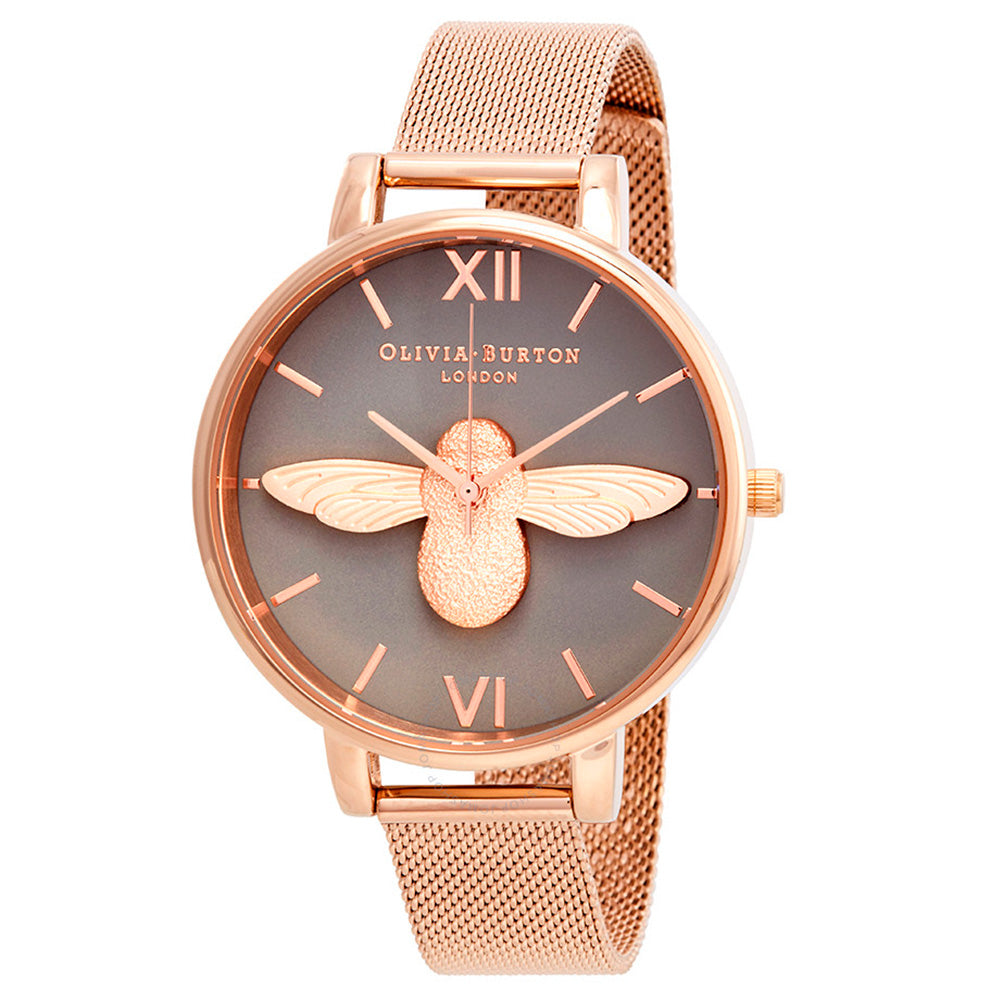 El reloj 3D Bee de Olivia Burton crea un zumbido con la icónica abeja 3D Rose Gold. Complementado con una correa de malla de oro rosa en tendencia, este reloj Gray Dial de 38 mm de ancho. De moda, vanguardista y realmente genial.